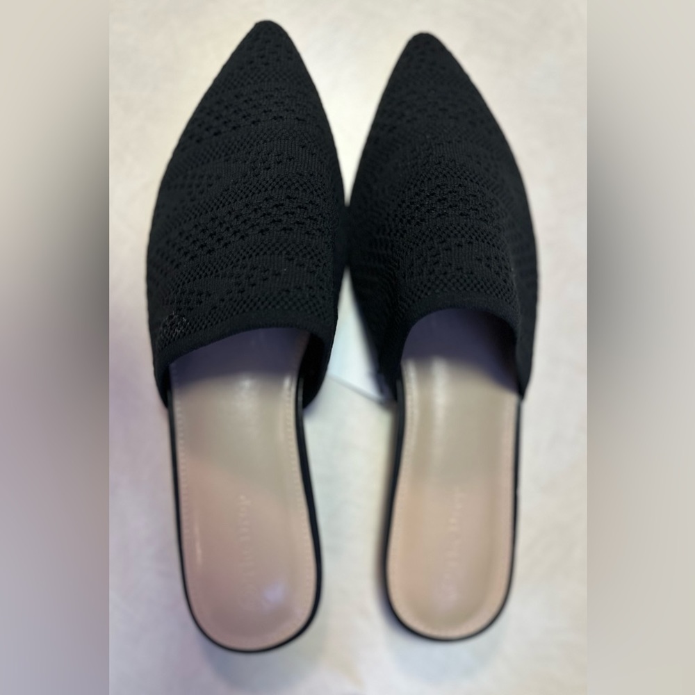 Amazon Black Knit Pointed Toe Mules